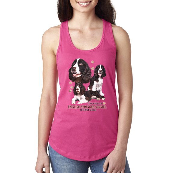 Wild Bobby, If It's Not an English Springer Spaniel It's Just a Dog Gift | Womens Dog Lover Jersey Racerback Tank Top, Raspberry, Medium