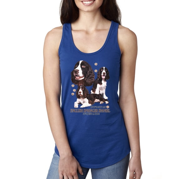 Wild Bobby, If It's Not an English Springer Spaniel It's Just a Dog Gift | Womens Dog Lover Jersey Racerback Tank Top, Royal, Medium