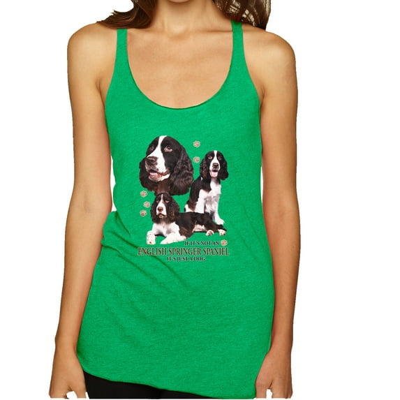 Wild Bobby, If It's Not an English Springer Spaniel It's Just a Dog Gift | Womens Dog Lover Premium Tri-Blend Racerback Tank Top, Envy, Large
