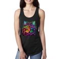 thumbnail image 1 of Wild Bobby, If You're Nice I Might Let You Live With Me Colorful Cat Animal Lover Ladies Racerback Tank Top, Black, Small, 1 of 3