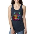 thumbnail image 1 of Wild Bobby, If You're Nice I Might Let You Live With Me Colorful Cat Animal Lover Ladies Racerback Tank Top, Navy, Small, 1 of 3