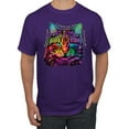 thumbnail image 1 of Wild Bobby, If You're Nice I Might Let You Live With Me Colorful Cat Animal Lover Men's Graphic T-Shirt, Purple, Large, 1 of 3