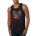 thumbnail image 1 of Wild Bobby, If You're Nice I Might Let You Live With Me Colorful Cat Animal Lover Mens Graphic Tank Top, Black, Small, 1 of 3