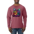 thumbnail image 1 of Wild Bobby, If You're Nice I Might Let You Live With Me Colorful Cat Animal Lover Mens Long Sleeve Shirt, Vintage Heather Red, Small, 1 of 3