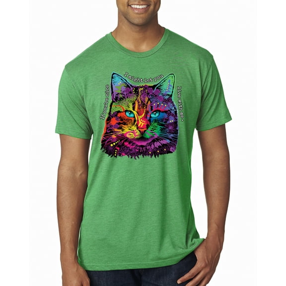 Wild Bobby, If You're Nice I Might Let You Live With Me Colorful Cat Animal Lover Mens Premium Tri Blend T-Shirt, Envy, Small