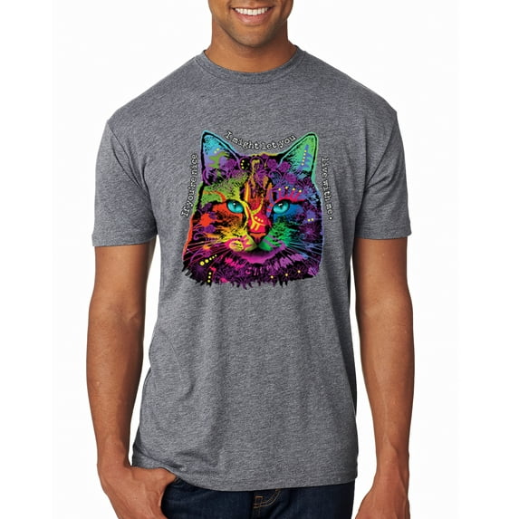 Wild Bobby, If You're Nice I Might Let You Live With Me Colorful Cat Animal Lover Mens Premium Tri Blend T-Shirt, Premium Heather, Small
