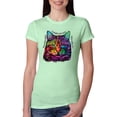 thumbnail image 1 of Wild Bobby, If You're Nice I Might Let You Live With Me Colorful Cat Animal Lover Womens Slim Fit Junior Tee, Mint, X-Large, 1 of 3