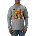 thumbnail image 1 of Wild Bobby In My Pumpkin Spice Era Groovy Letters Smiley Faces Thunderbolts Leaves Halloween Men Long Sleeve Shirt, Heather Grey, XX-Large, 1 of 6