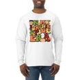 thumbnail image 1 of Wild Bobby In My Pumpkin Spice Era Groovy Letters Smiley Faces Thunderbolts Leaves Halloween Men Long Sleeve Shirt, White, 3X-Large, 1 of 6