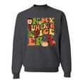 thumbnail image 1 of Wild Bobby In My Pumpkin Spice Era Groovy Letters Smiley Faces Thunderbolts Leaves Halloween Unisex Crewneck Sweatshirt, Charcoal, XX-Large, 1 of 6