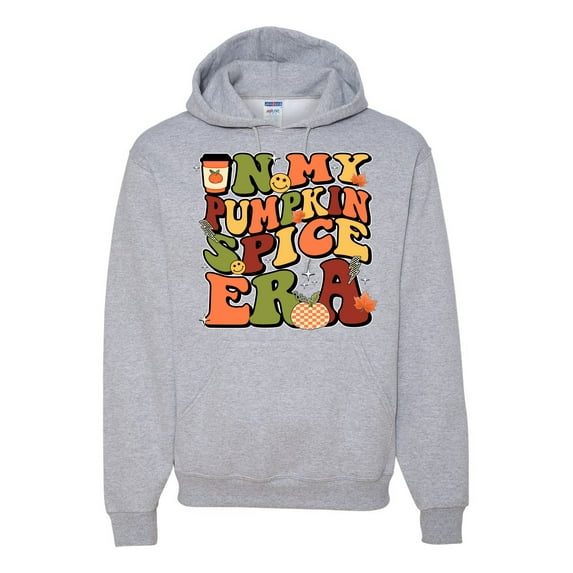 Wild Bobby In My Pumpkin Spice Era Groovy Letters Smiley Faces Thunderbolts Leaves Halloween Unisex Hoodie Sweatshirt, Heather Grey, X-Large