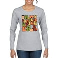 thumbnail image 1 of Wild Bobby In My Pumpkin Spice Era Groovy Letters Smiley Faces Thunderbolts Leaves Halloween Women Graphic Long Sleeve Tee, Heather Grey, Medium, 1 of 6