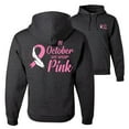 thumbnail image 1 of Wild Bobby, In October We Wear Pink, Breast Cancer Awareness, Front and Back Unisex Graphic Hoodie Sweatshirt, Heather Black, Medium, 1 of 4