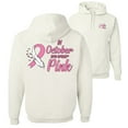 thumbnail image 1 of Wild Bobby, In October We Wear Pink, Breast Cancer Awareness, Front and Back Unisex Graphic Hoodie Sweatshirt, White, X-Large, 1 of 4