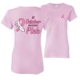 thumbnail image 1 of Wild Bobby, In October We Wear Pink, Breast Cancer Awareness, Front and Back Women Graphic Tee, Light Pink, Large, 1 of 4