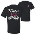 thumbnail image 1 of Wild Bobby In October We Wear Pink Crown Breast Cancer Awareness Front and Back Men's T-Shirt, Black, Small, 1 of 5