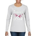 thumbnail image 1 of Wild Bobby In October We Wear Pink Crown Breast Cancer Awareness Women Graphic Long Sleeve Tee, White, Small, 1 of 6
