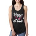 thumbnail image 1 of Wild Bobby In October We Wear Pink Crown Breast Cancer Awareness Women Racerback Tank Top, Black, Small, 1 of 6