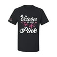 thumbnail image 1 of Wild Bobby In October We Wear Pink Crown US Flag Breast Cancer Awareness Men Tee, Black, Small, 1 of 5