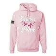 thumbnail image 1 of Wild Bobby In October We Wear Pink Crown US Flag Breast Cancer Awareness Unisex Hoodie Sweatshirt, Light Pink, Small, 1 of 5