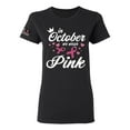 thumbnail image 1 of Wild Bobby In October We Wear Pink Crown US Flag Breast Cancer Awareness Women Graphic Tee, Black, Small, 1 of 5
