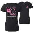 thumbnail image 1 of Wild Bobby In October We Wear Pink Diamond Heel Breast Cancer Awareness Front and Back Womens Graphic T-Shirt, Black, Small, 1 of 5