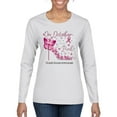 thumbnail image 1 of Wild Bobby In October We Wear Pink Diamond Heel Breast Cancer Awareness Women Graphic Long Sleeve Tee, White, X-Large, 1 of 6