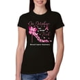 thumbnail image 1 of Wild Bobby In October We Wear Pink Diamond Heel Breast Cancer Awareness Women Slim Fit Junior Tee, Black, Small, 1 of 6
