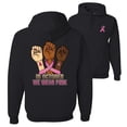thumbnail image 1 of Wild Bobby In October We Wear Pink Protest Fists Breast Cancer Awareness Front and Back Unisex Hoodie Sweatshirt, Black, X-Large, 1 of 5