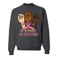thumbnail image 1 of Wild Bobby In October We Wear Pink Protest Fists Breast Cancer Awareness Unisex Crewneck Sweatshirt, Charcoal, Small, 1 of 6