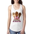 thumbnail image 1 of Wild Bobby In October We Wear Pink Protest Fists Breast Cancer Awareness Women Racerback Tank Top, White, Small, 1 of 6