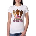 thumbnail image 1 of Wild Bobby In October We Wear Pink Protest Fists Breast Cancer Awareness Women Slim Fit Junior Tee, White, Large, 1 of 6