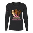 thumbnail image 1 of Wild Bobby In October We Wear Pink Protest Fists US Flag Breast Cancer Awareness Women Graphic Long Sleeve Tee, Black, Small, 1 of 5