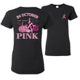 thumbnail image 1 of Wild Bobby In October We Wear Pink Pumpkin Cheetah Print Breast Cancer Awareness Front and Back Womens Graphic T-Shirt, Black, Small, 1 of 5