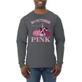 thumbnail image 1 of Wild Bobby In October We Wear Pink Pumpkin Cheetah Print Breast Cancer Awareness Men Long Sleeve Shirt, Charcoal, Small, 1 of 6