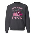 thumbnail image 1 of Wild Bobby In October We Wear Pink Pumpkin Cheetah Print Breast Cancer Awareness Unisex Crewneck Sweatshirt, Charcoal, Medium, 1 of 6