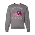 thumbnail image 1 of Wild Bobby In October We Wear Pink Pumpkin Cheetah Print Breast Cancer Awareness Unisex Crewneck Sweatshirt, Heather Grey, 3X-Large, 1 of 6