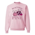 thumbnail image 1 of Wild Bobby In October We Wear Pink Pumpkin Cheetah Print Breast Cancer Awareness Unisex Crewneck Sweatshirt, Light Pink, Small, 1 of 6