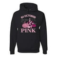 thumbnail image 1 of Wild Bobby In October We Wear Pink Pumpkin Cheetah Print Breast Cancer Awareness Unisex Hoodie Sweatshirt, Black, Small, 1 of 6