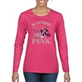 thumbnail image 1 of Wild Bobby In October We Wear Pink Pumpkin Cheetah Print Breast Cancer Awareness Women Graphic Long Sleeve Tee, Fuschia, Medium, 1 of 6