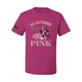 thumbnail image 1 of Wild Bobby In October We Wear Pink Pumpkin Cheetah Print US Flag Breast Cancer Awareness Men Tee, Fuschia, Large, 1 of 5