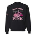 thumbnail image 1 of Wild Bobby In October We Wear Pink Pumpkin Cheetah Print US Flag Breast Cancer Awareness Unisex Crewneck Sweatshirt, Black, Small, 1 of 5