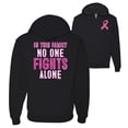 thumbnail image 1 of Wild Bobby, In This Family No One Fights Alone, Breast Cancer Awareness, Front and Back Graphic Zip Up Hoodie Sweatshirt, Black, Small, 1 of 4
