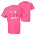 thumbnail image 1 of Wild Bobby, In This Family No One Fights Alone, Breast Cancer Awareness, Front and Back Men Graphic Tee, Neon Pink, Small, 1 of 4