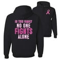 thumbnail image 1 of Wild Bobby, In This Family No One Fights Alone, Breast Cancer Awareness, Front and Back Unisex Graphic Hoodie Sweatshirt, Black, XX-Large, 1 of 4