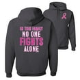 thumbnail image 1 of Wild Bobby, In This Family No One Fights Alone, Breast Cancer Awareness, Front and Back Unisex Graphic Hoodie Sweatshirt, Charcoal, X-Large, 1 of 4