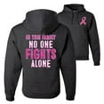 thumbnail image 1 of Wild Bobby, In This Family No One Fights Alone, Breast Cancer Awareness, Front and Back Unisex Graphic Hoodie Sweatshirt, Heather Black, XX-Large, 1 of 4