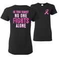 thumbnail image 1 of Wild Bobby, In This Family No One Fights Alone, Breast Cancer Awareness, Front and Back Women Graphic Tee, Black, XX-Large, 1 of 4