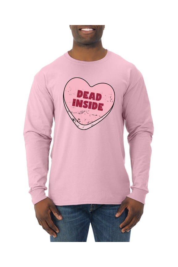 Inside Pink Candy Heart Cute Funny Meme Valentine's Day Men Long Sleeve Shirt