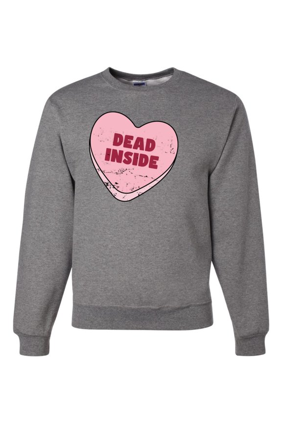 Inside Pink Candy Heart Cute Funny Meme Valentine's Day Unisex Crewneck Sweatshirt